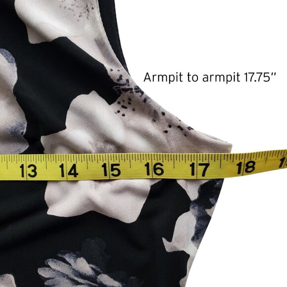 Calvin Klein Dark Floral Pleated Top Sleeveless Blouse Great for Under Suit - Picture 8 of 11